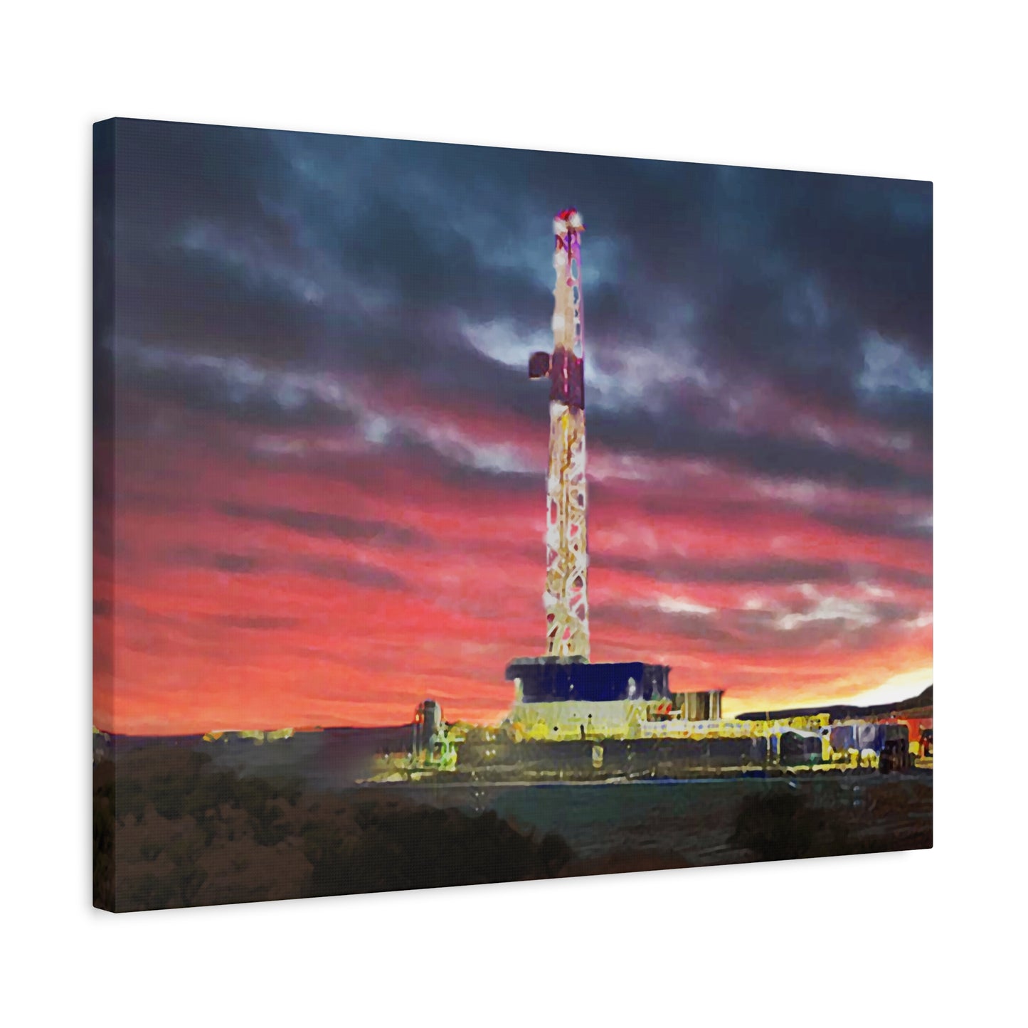 'Goodnight, Drilling Rig' Canvas Gallery Wrap