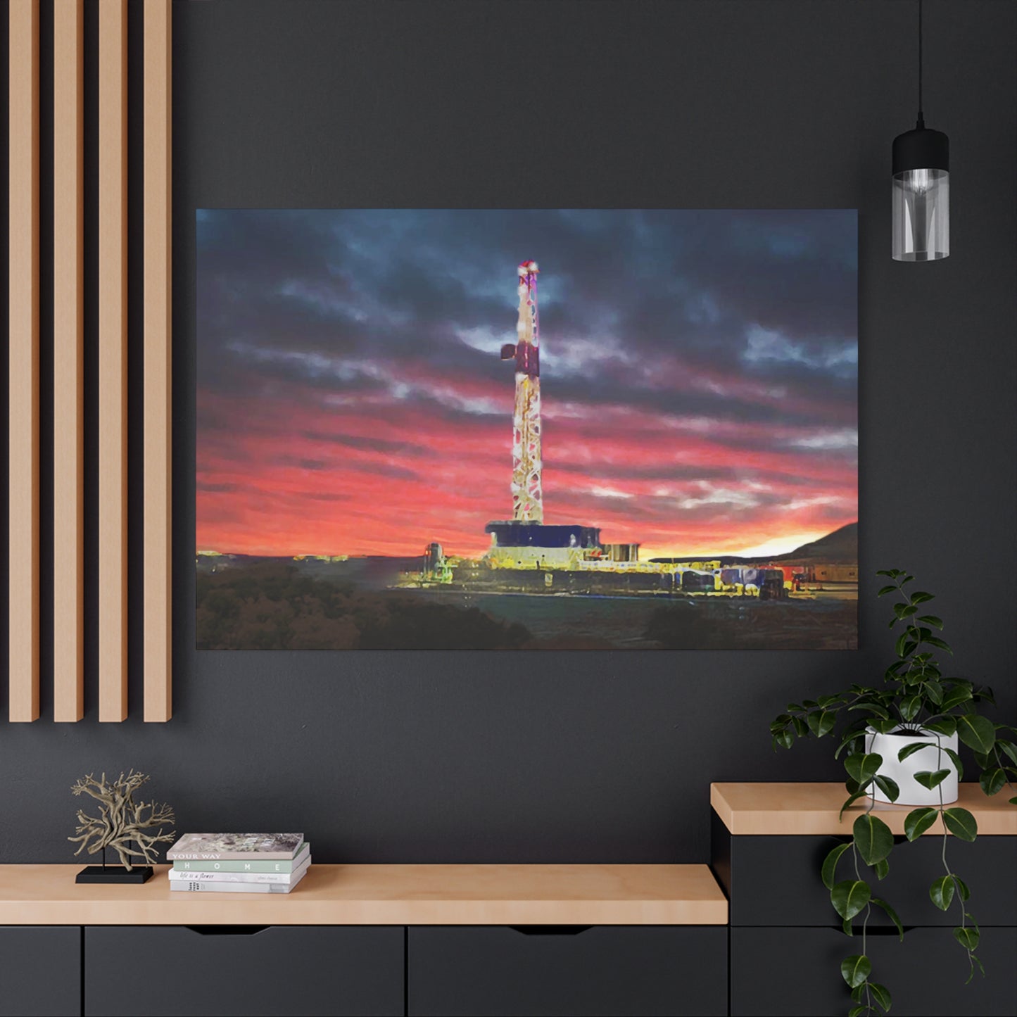 'Goodnight, Drilling Rig' Canvas Gallery Wrap