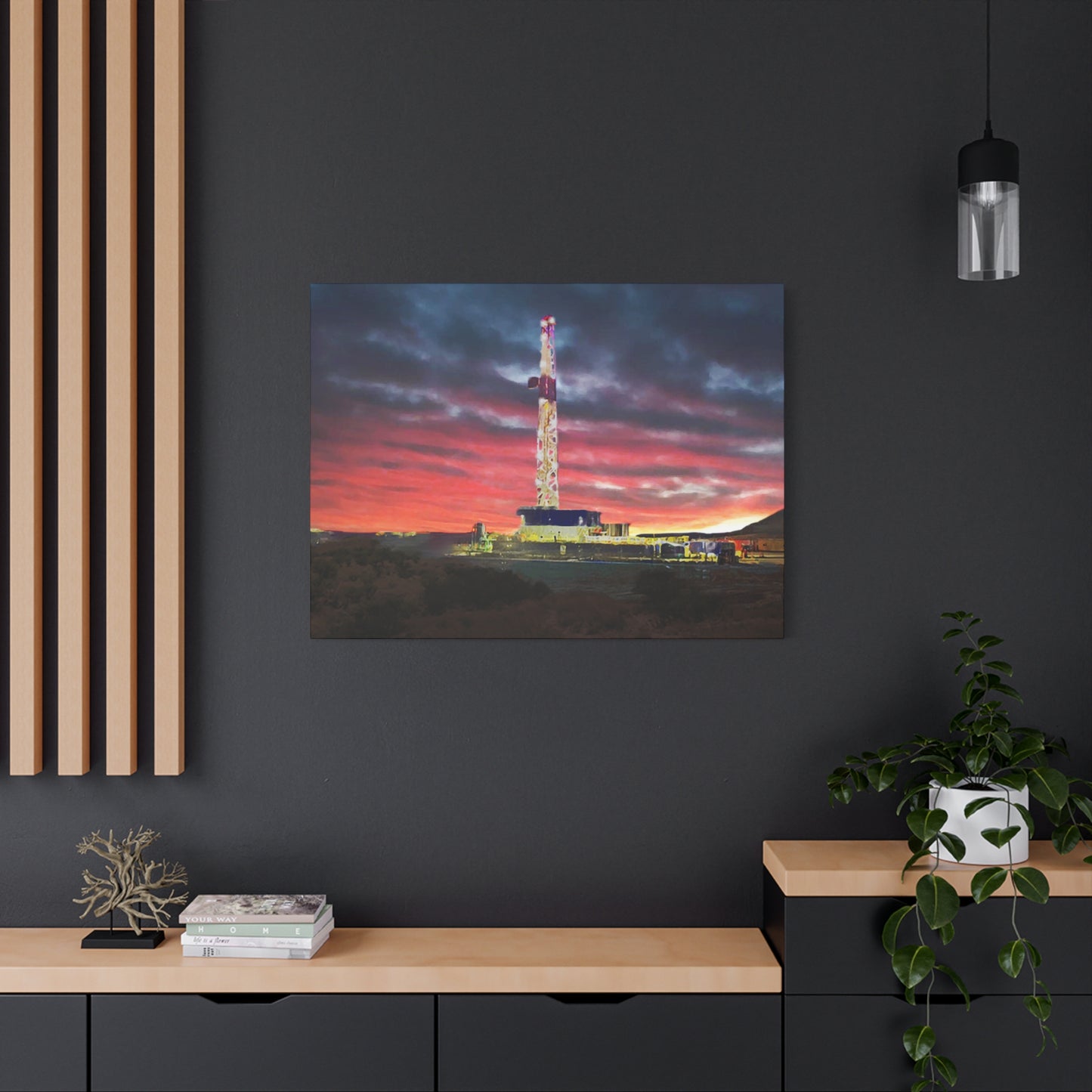 'Goodnight, Drilling Rig' Canvas Gallery Wrap