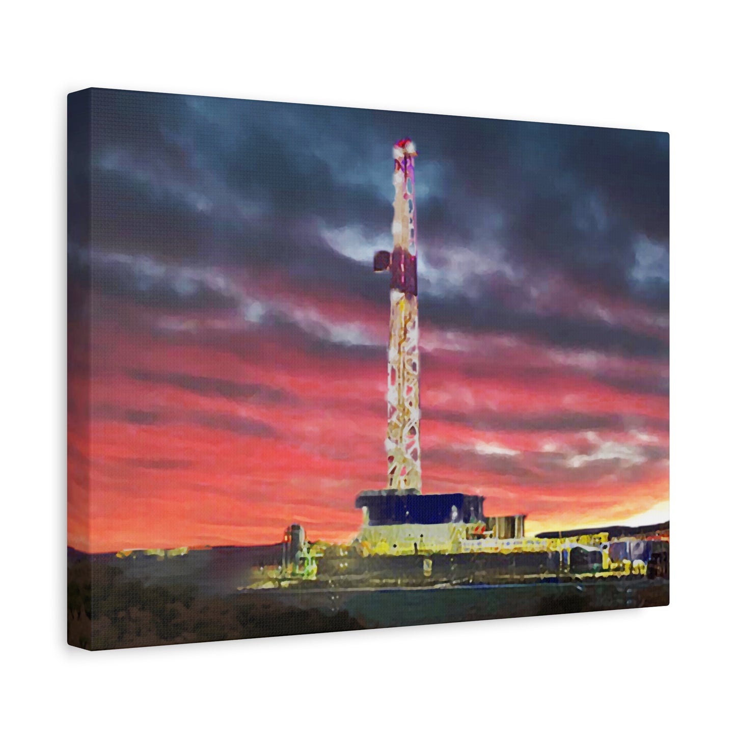 'Goodnight, Drilling Rig' Canvas Gallery Wrap