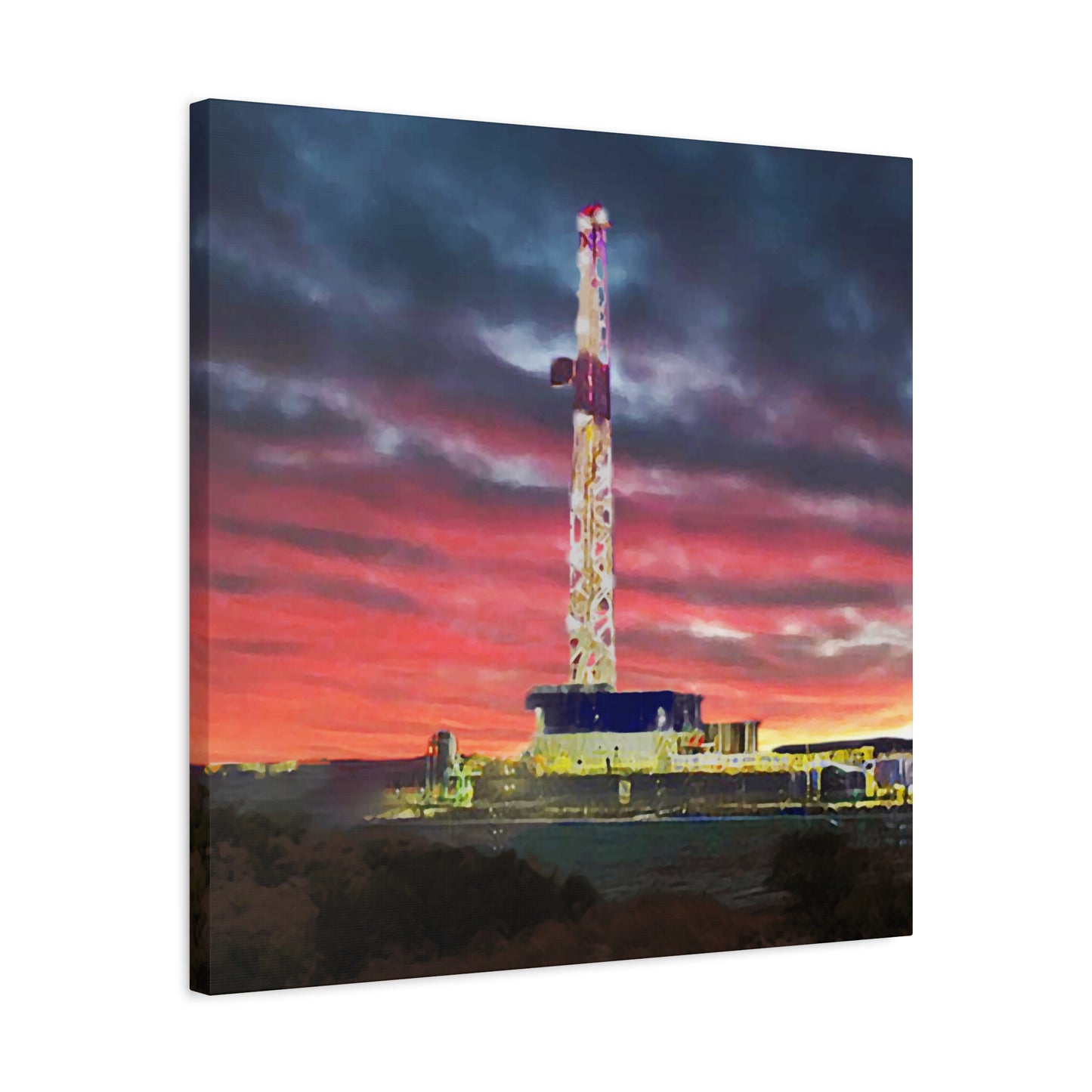 'Goodnight, Drilling Rig' Canvas Gallery Wrap